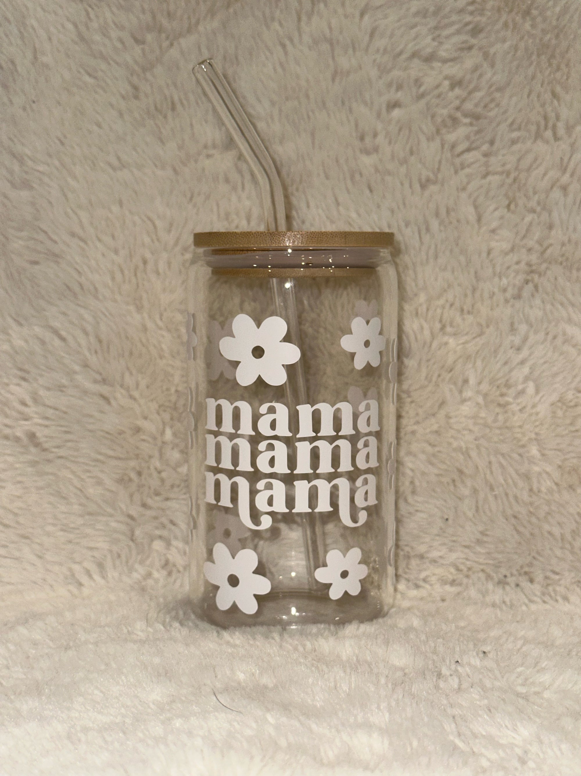 Mama Floral 16oz Glass Tumbler