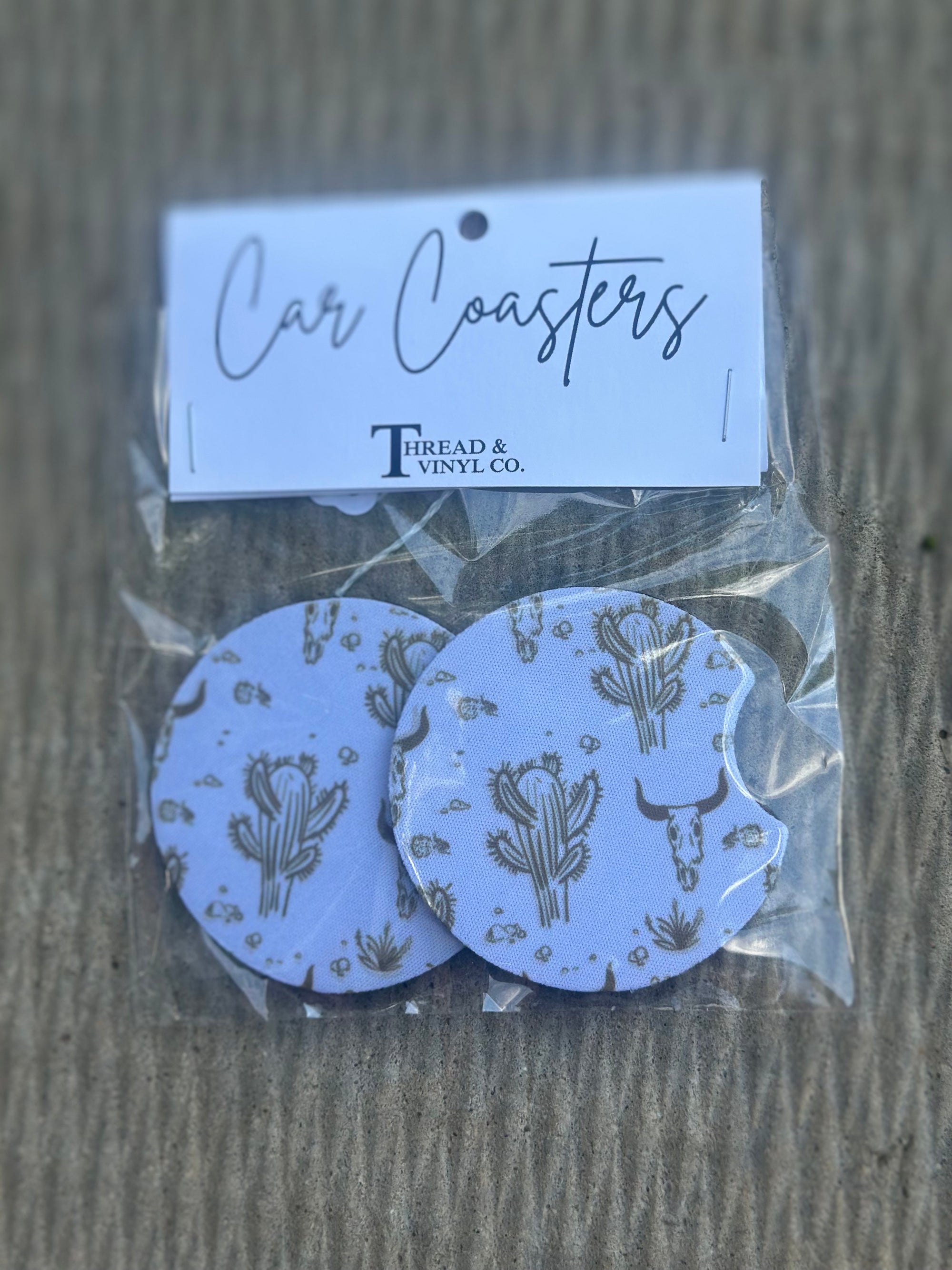 White/Brown Western Car Coasters
