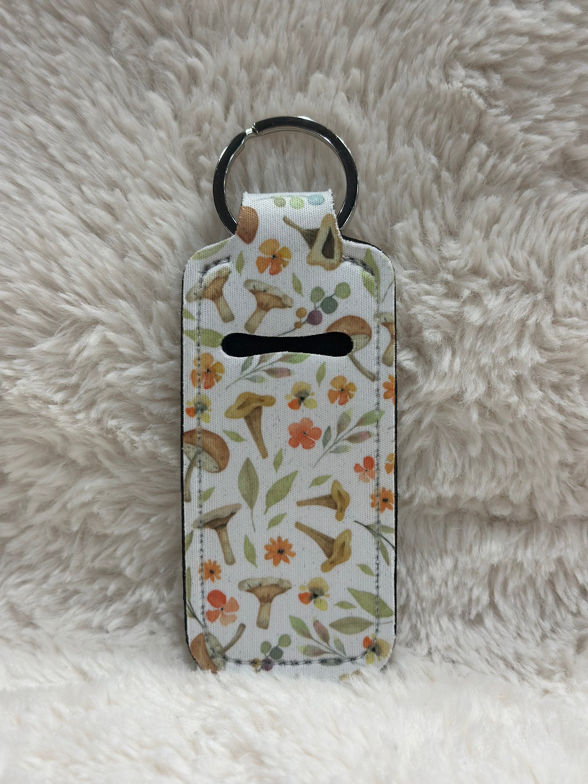 White Floral/Mushroom Chapstick Holder