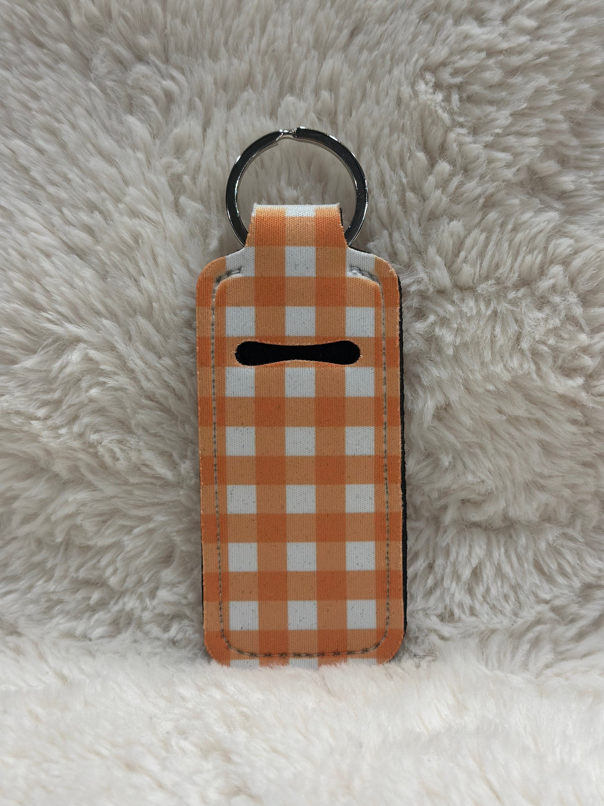 Orange Checkered Chapstick Holder