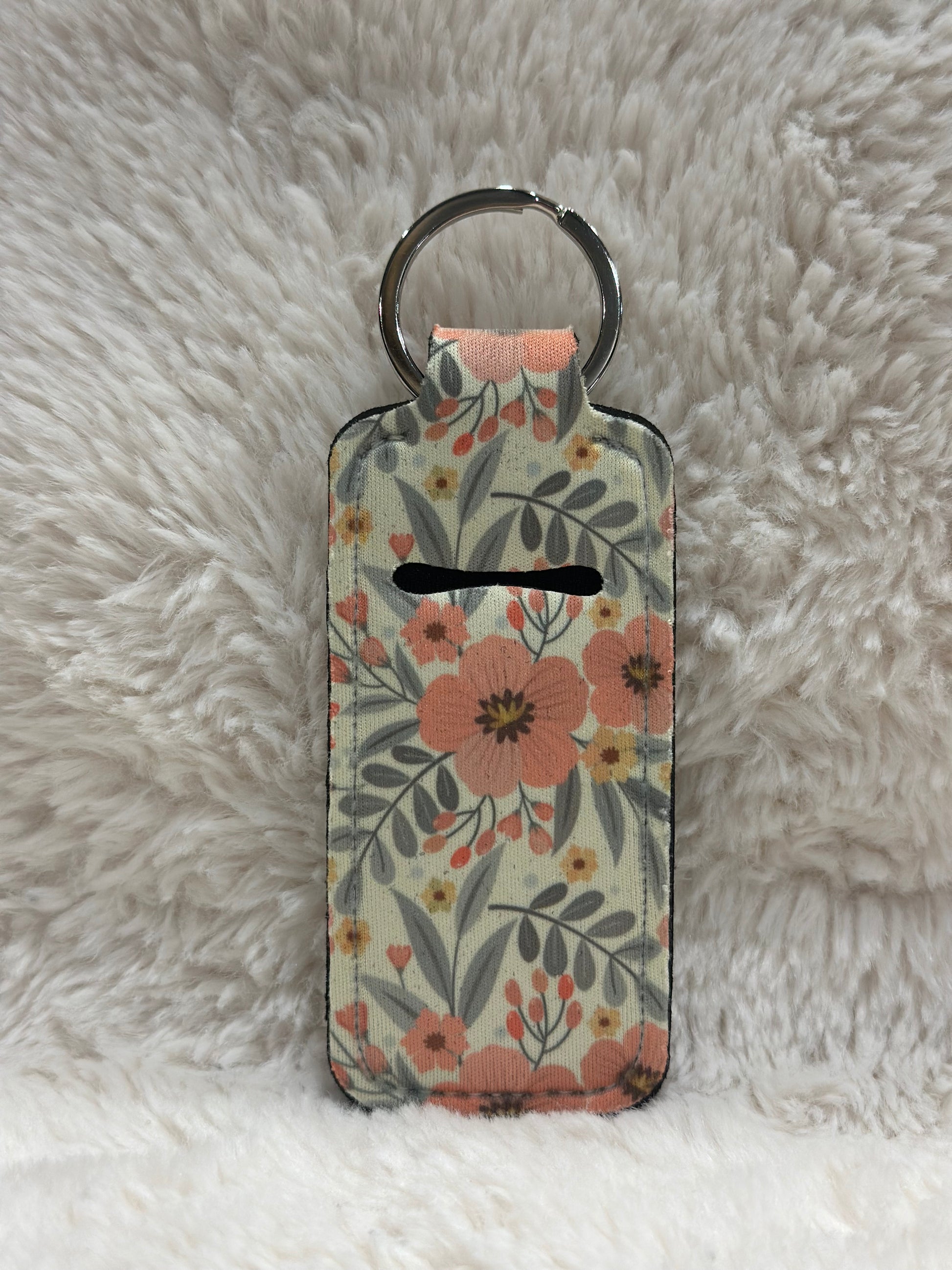 Off White/Pink Floral Chapstick Holder