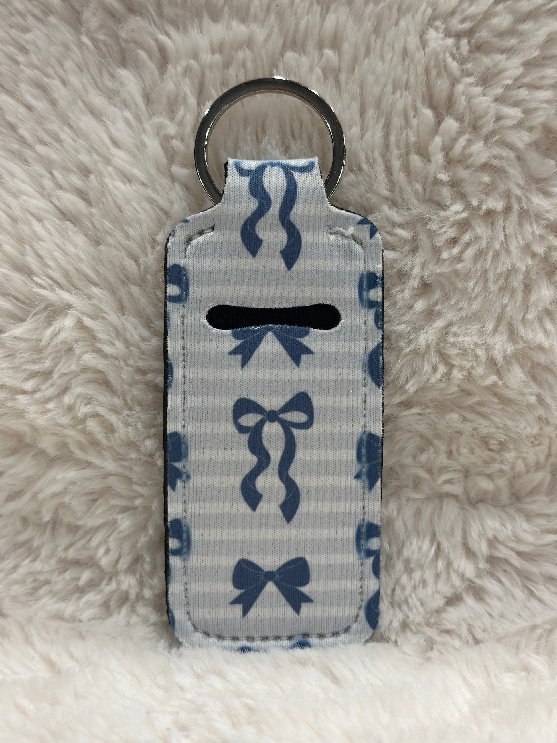 Blue Stripes & Bows Chapstick Holder