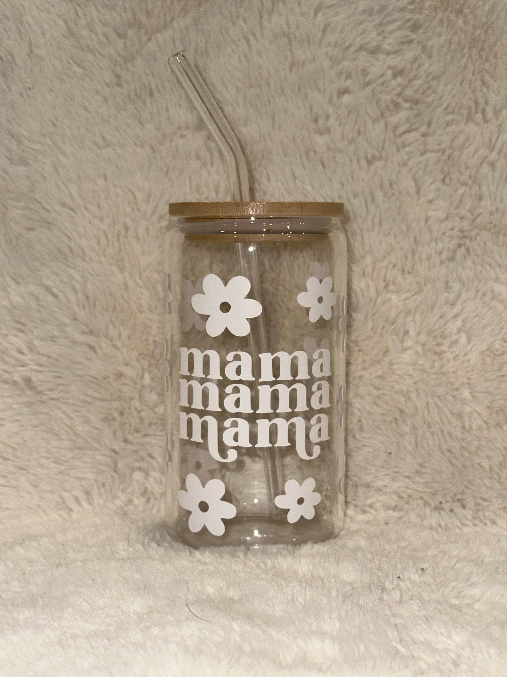 Mama Floral 16oz Glass Tumbler