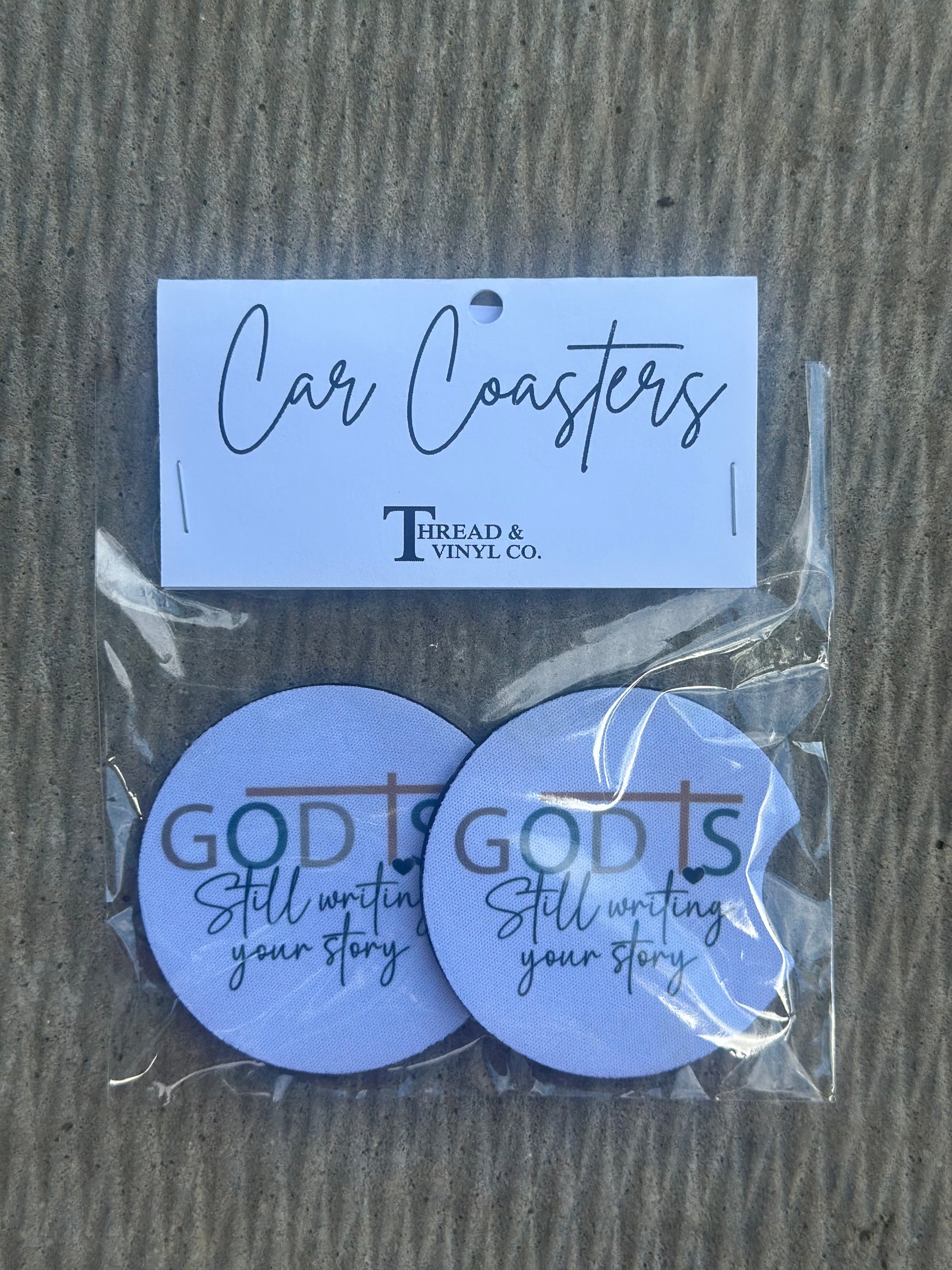 God Is Still Writing Your Story Car Coasters