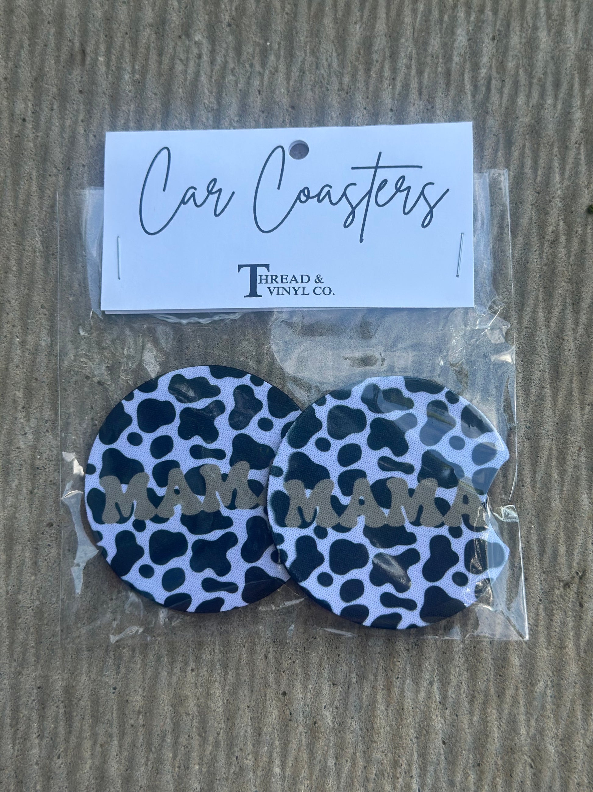 Mama Cow Print Car Coasters
