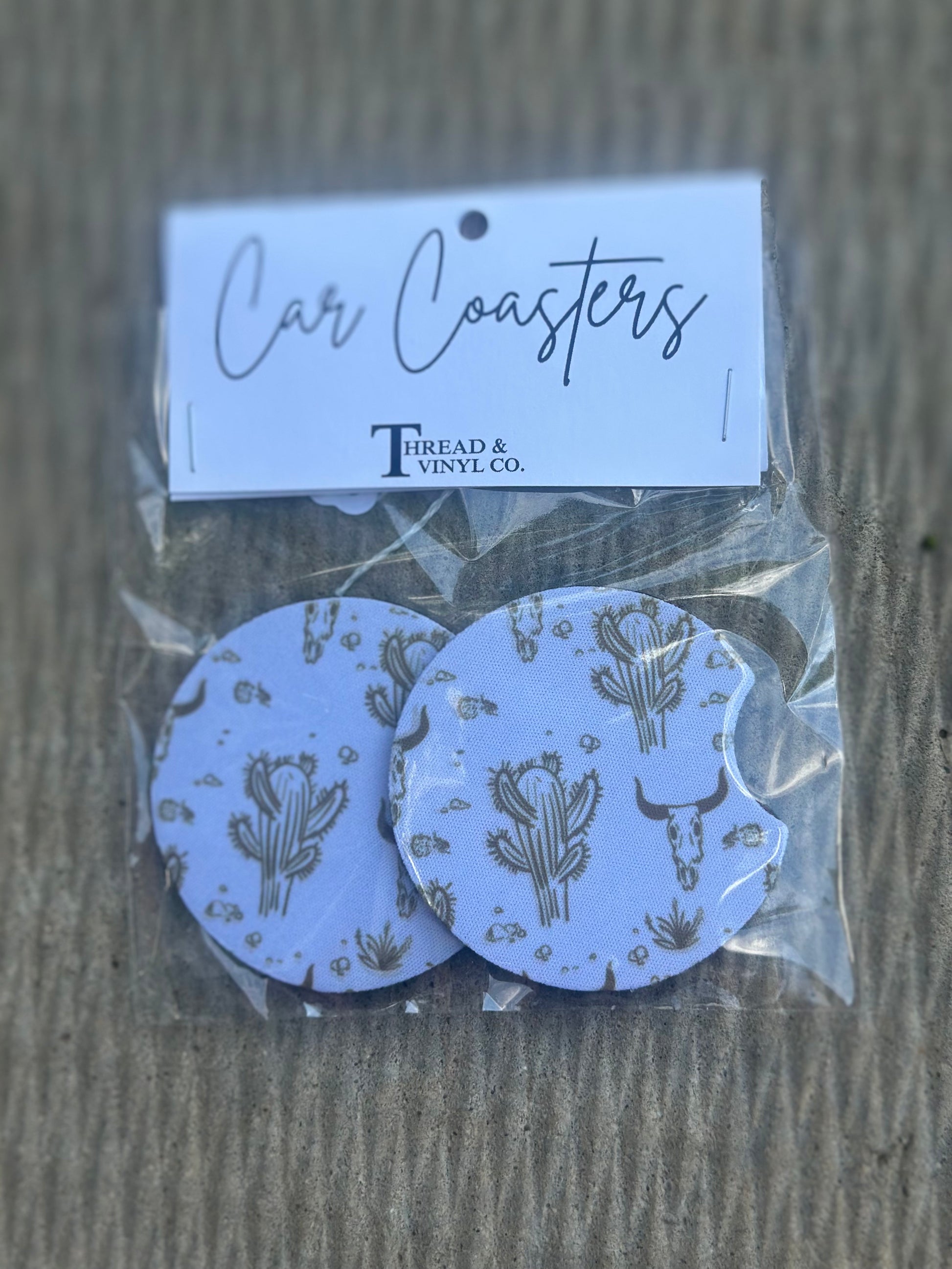 White/Brown Western Car Coasters