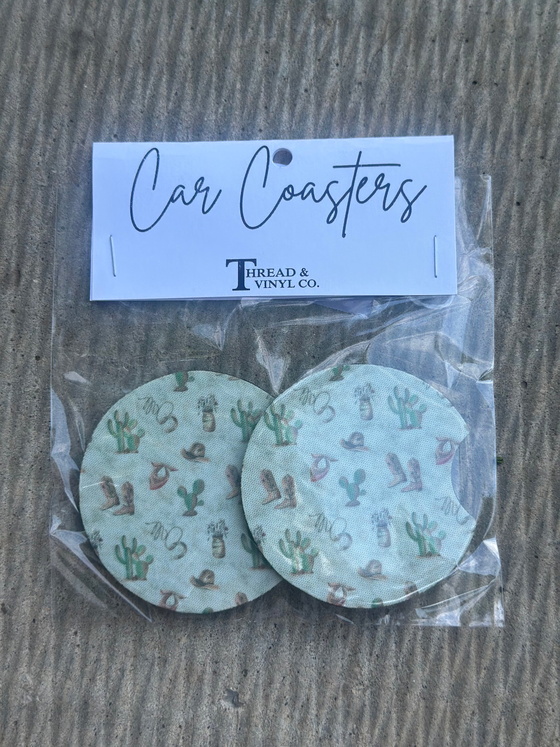 Cactus & Boots Car Coasters