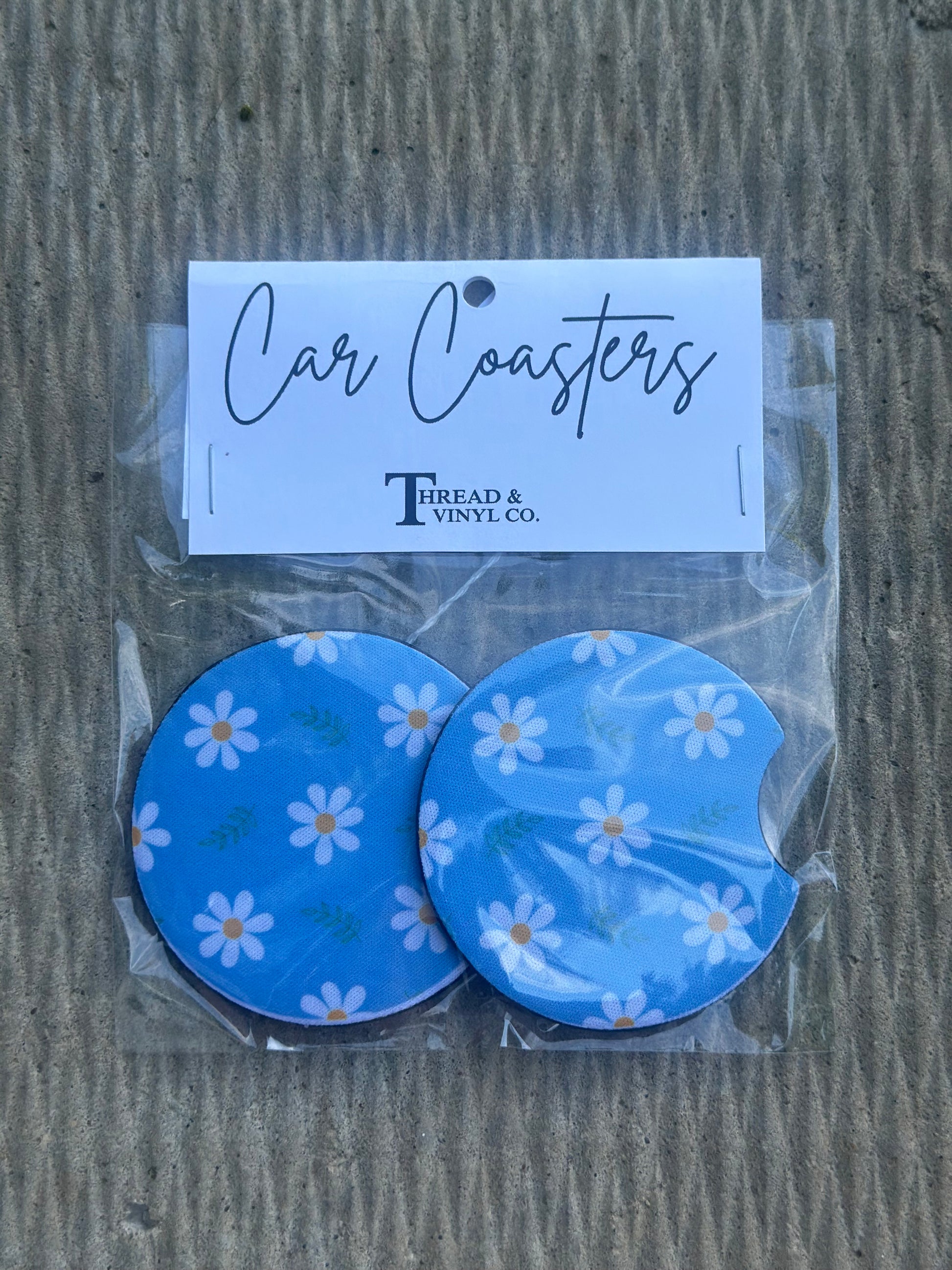 Blue Floral Car Coasters