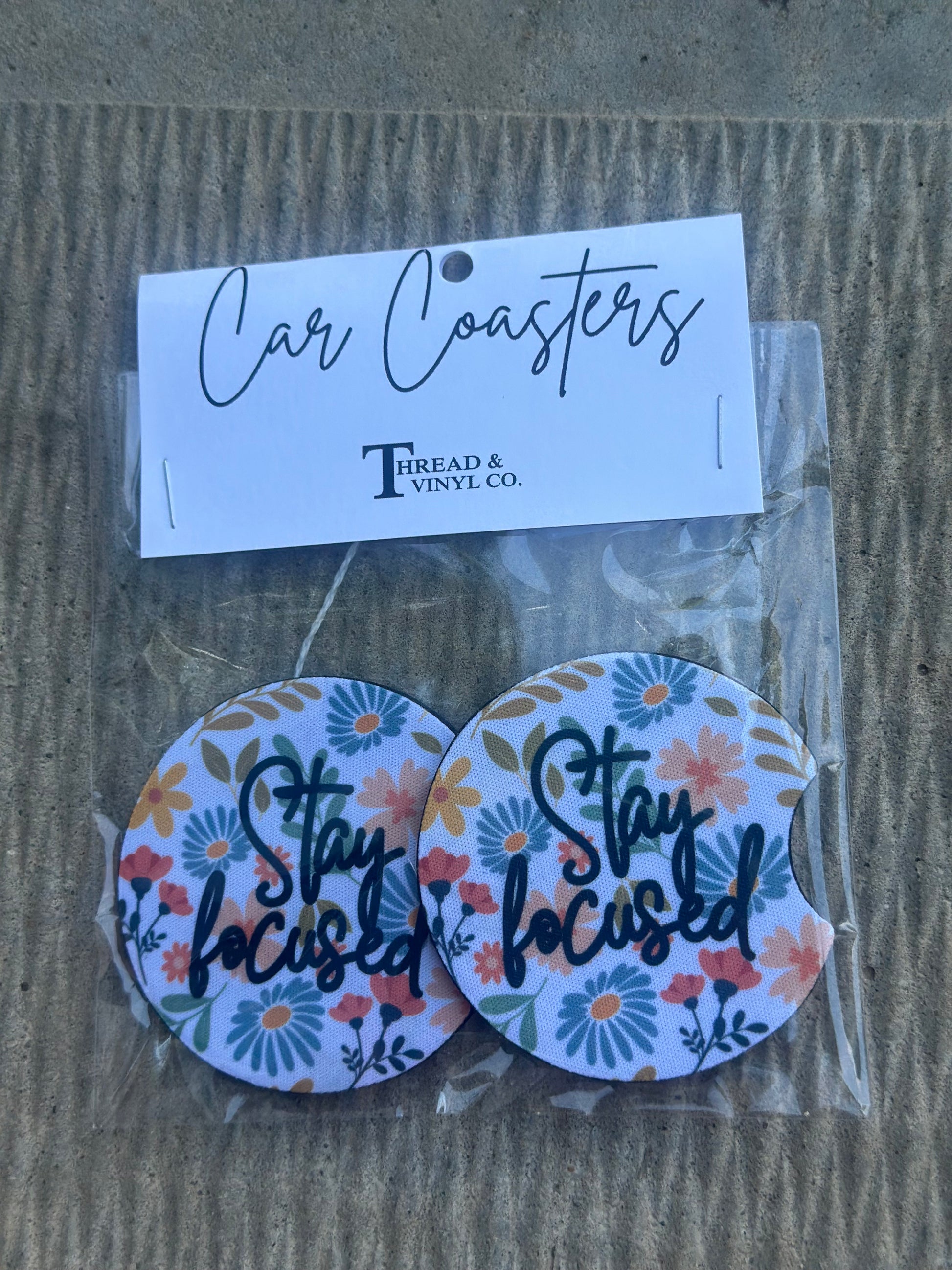 Stay Focused Floral Car Coasters