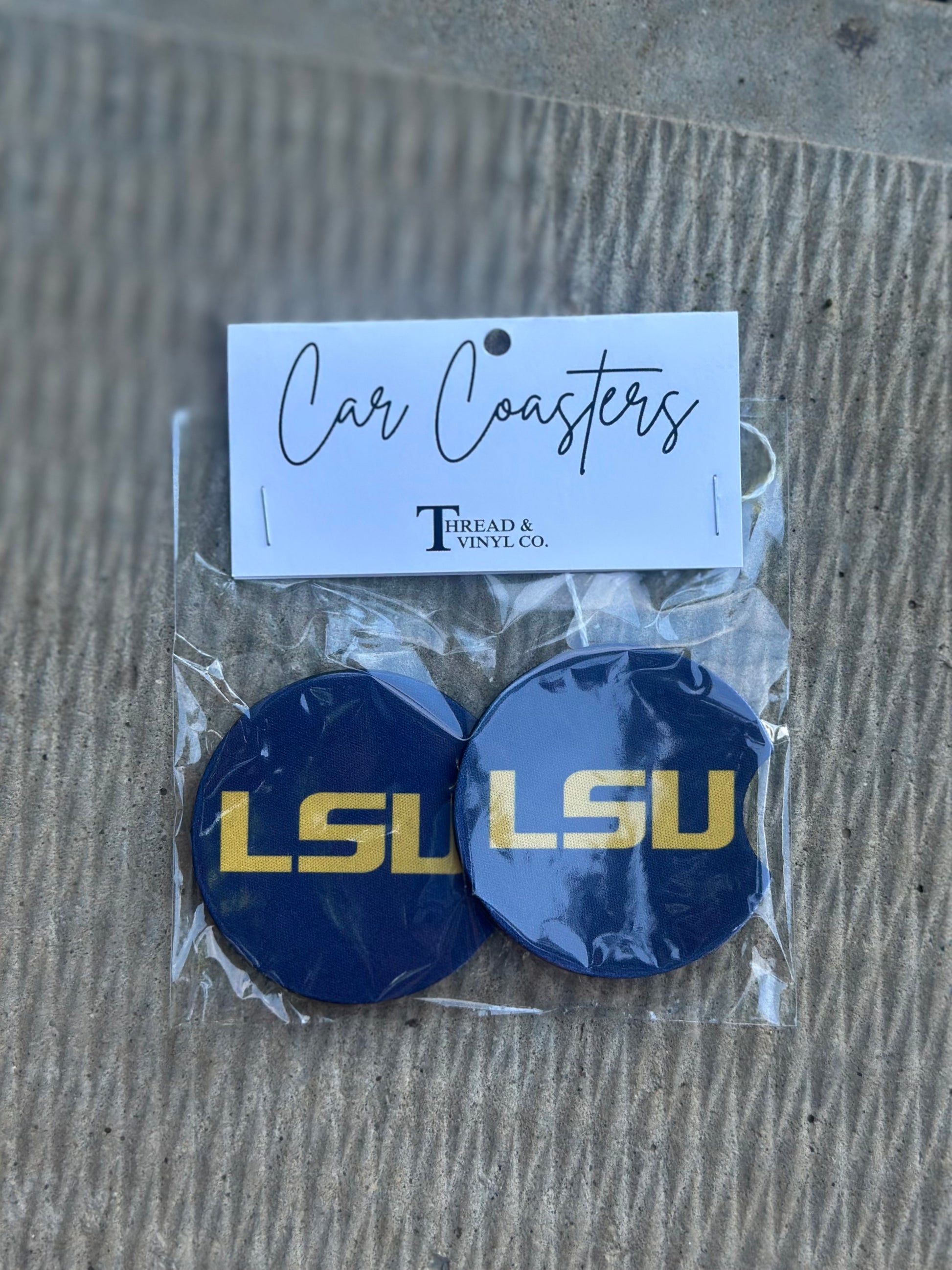 Purple & Gold LSU Car Coasters