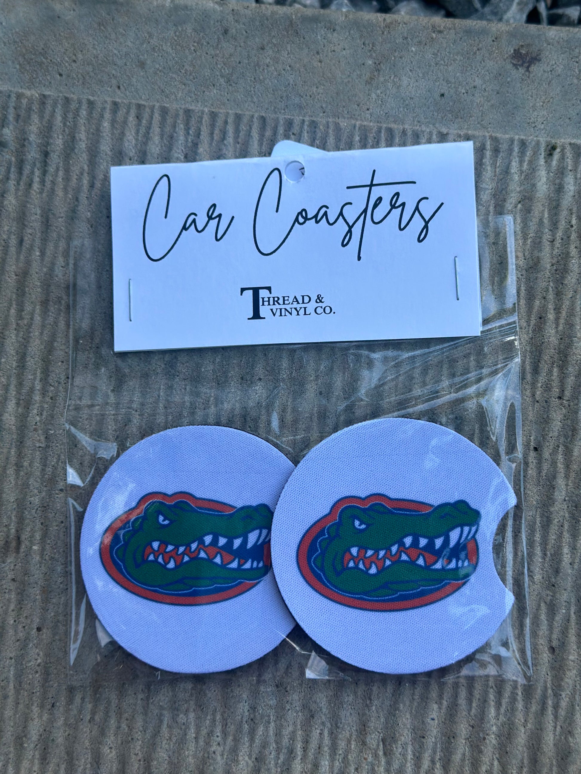 White Florida Gators Car Coasters