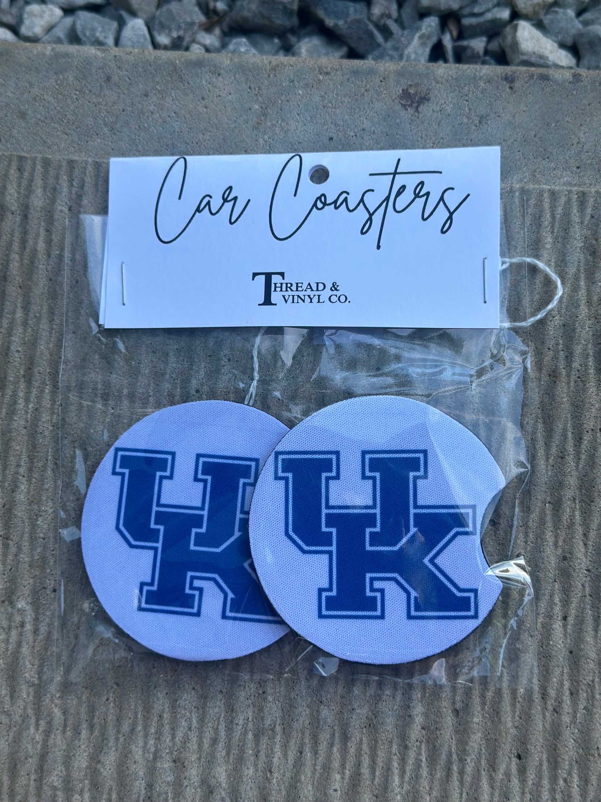White & Blue UK Car Coasters