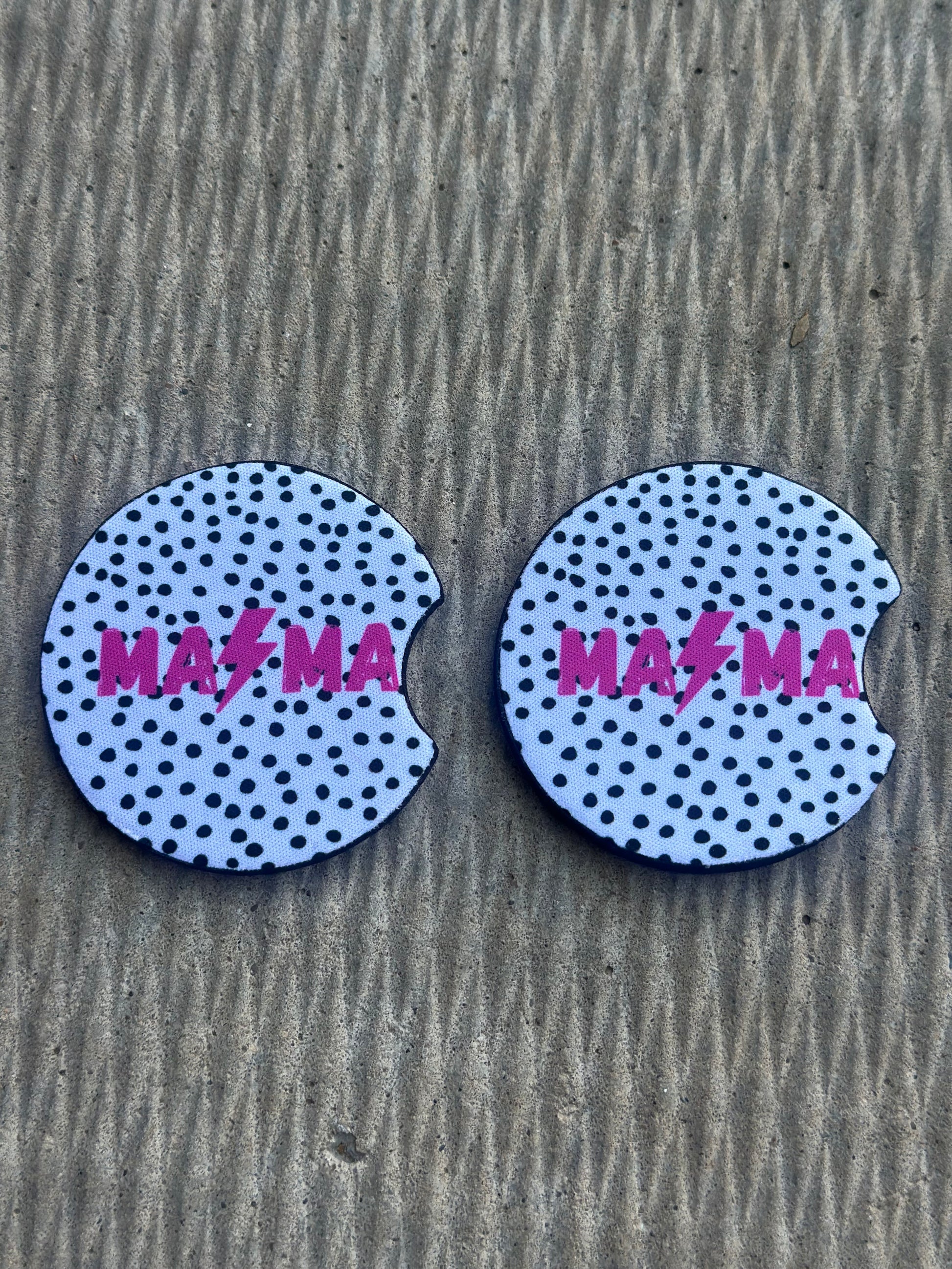 Polka Dot Pink Mama Car Coasters