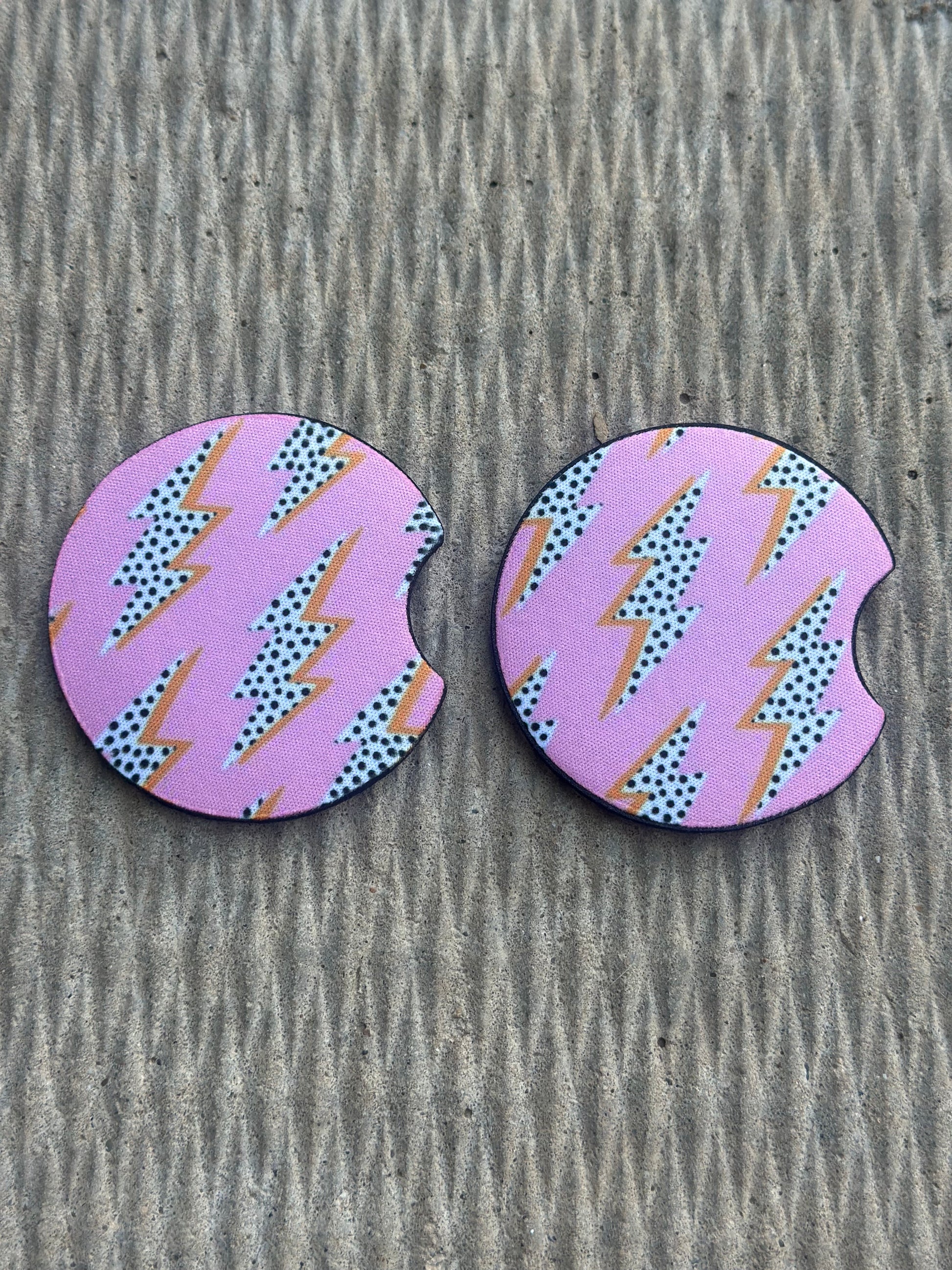 Pink Lighting Bolt Car Coasters