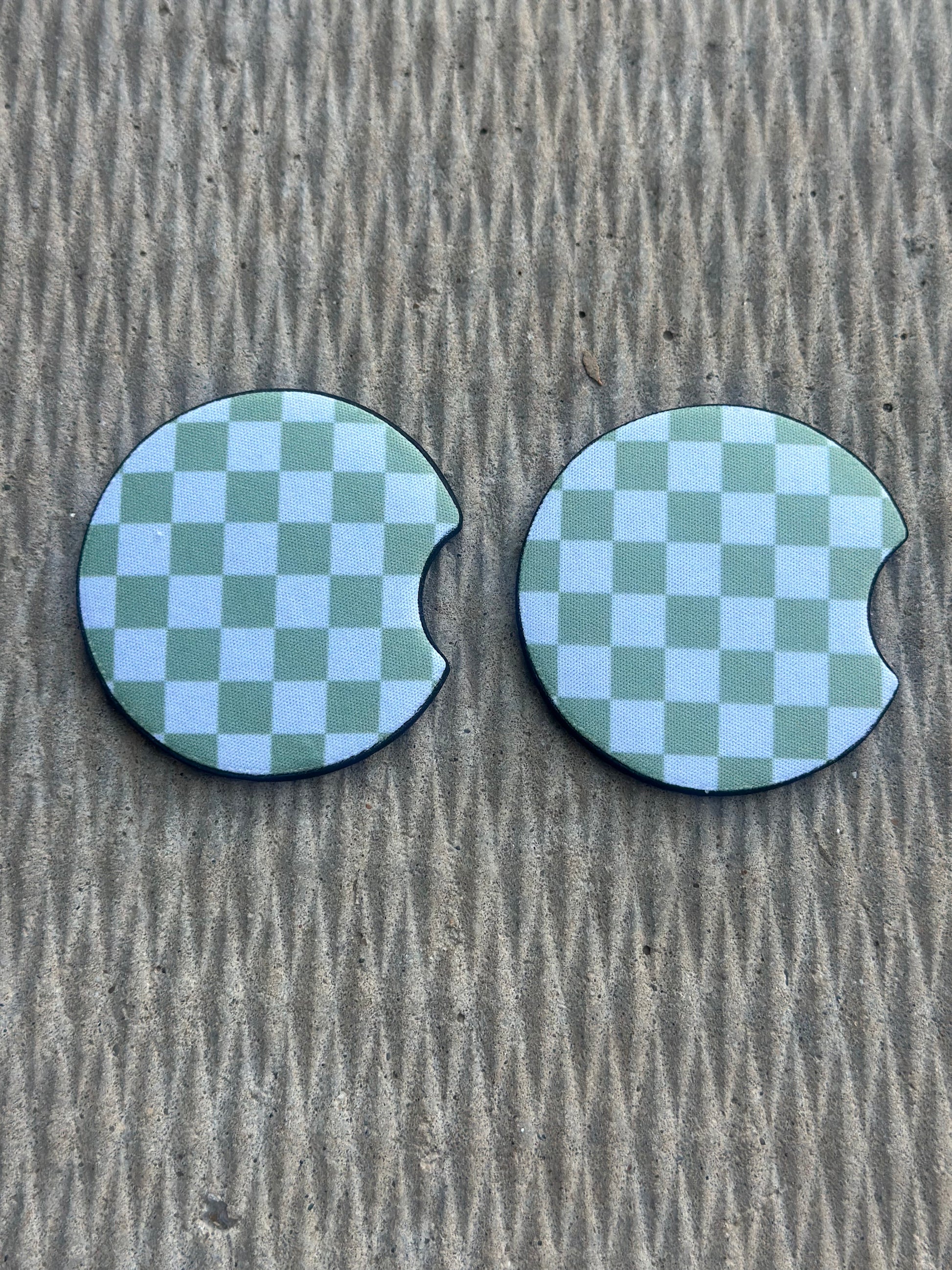 Green Checkered Car Coasters