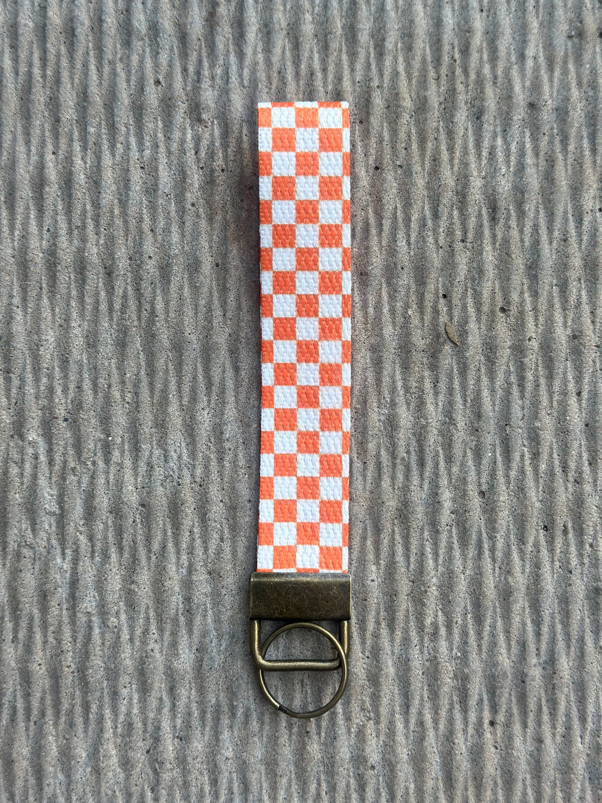 Orange/White Checkered Keychain