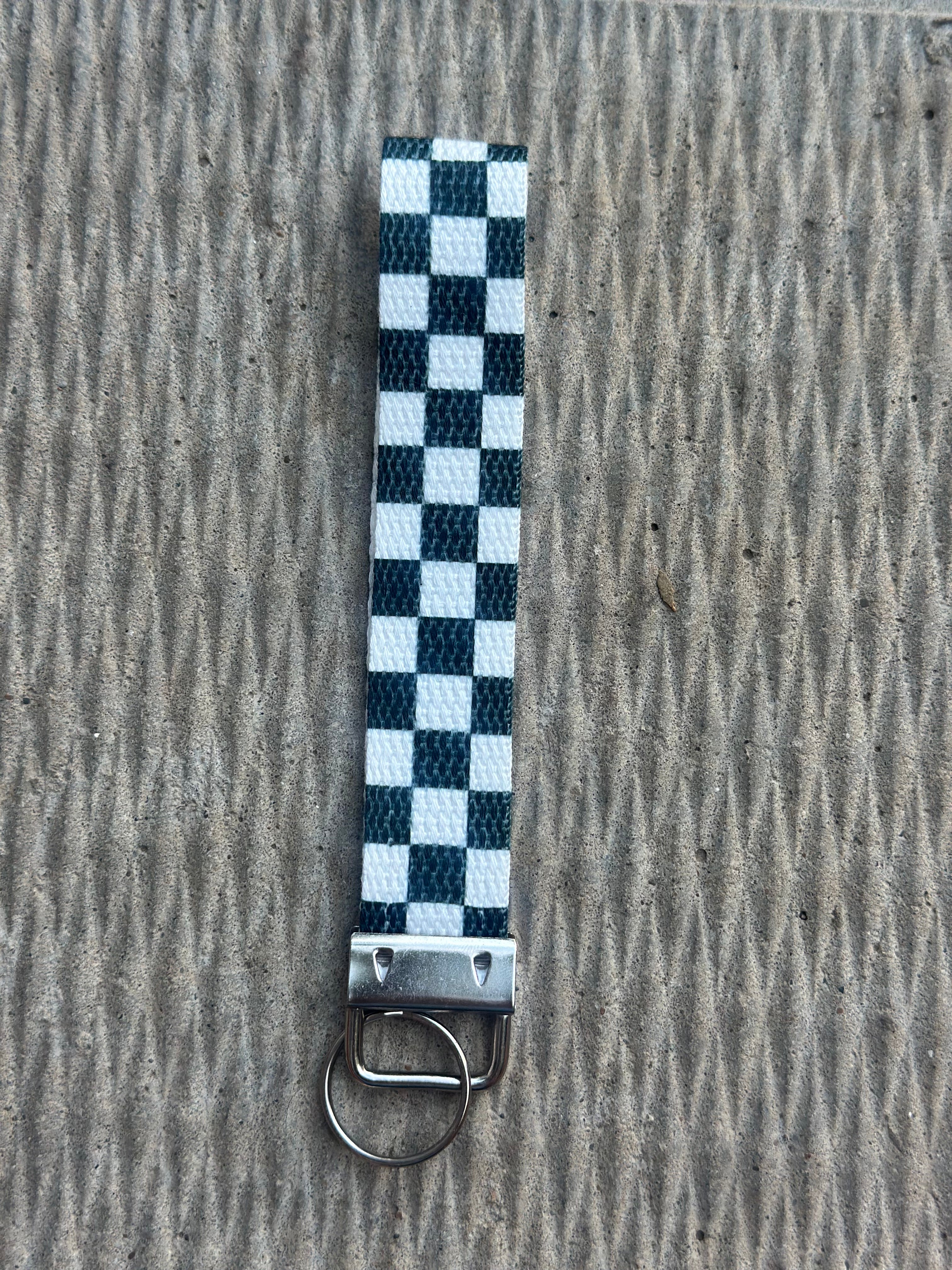 Black/White Checkered Keychain