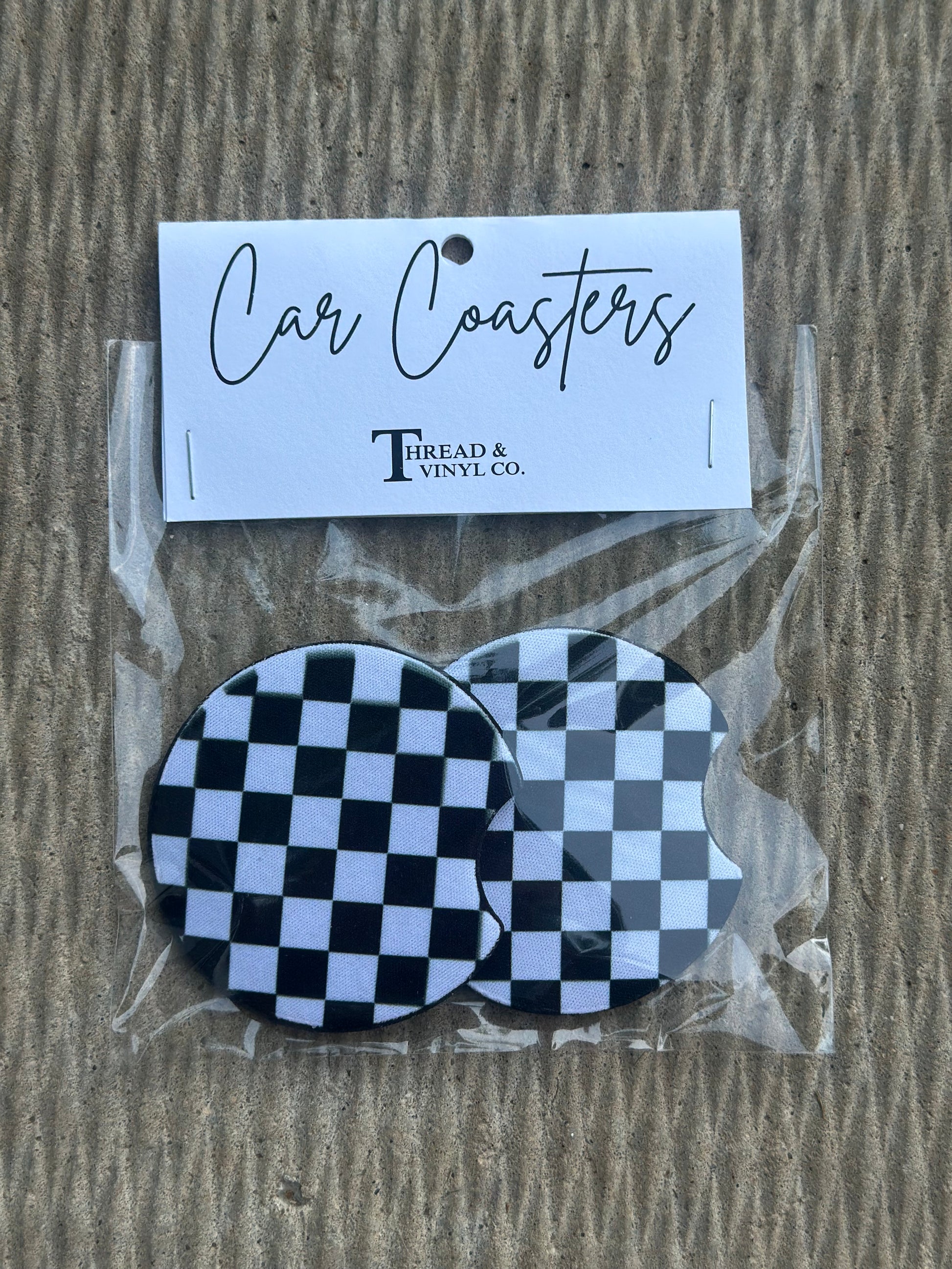 Black Checkered Car Coasters